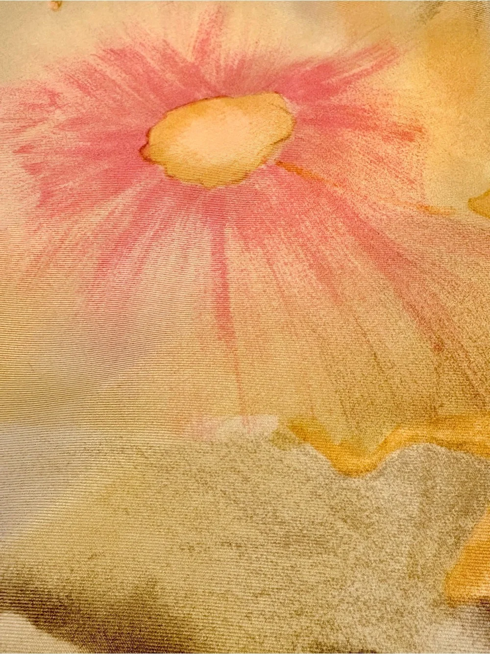 Vintage JEAN PATOU Paris 1970s Silk Scarf Watercolor Bouquet